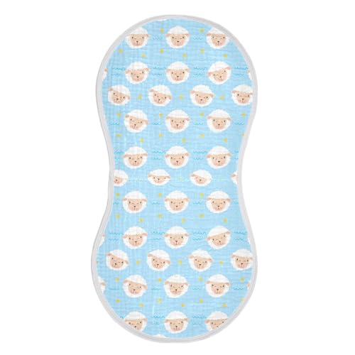 Sheep Face Pattern Baby Burp Cloths for Boys and Girls, Soft Muslin Spit Up Towels, 22