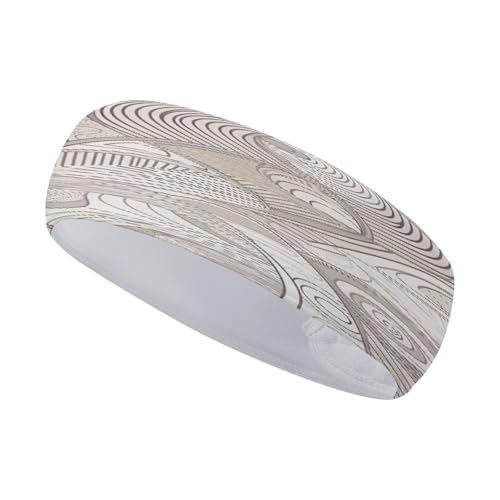 Sport-Stirnband, Schweiß-Stirnbänder, lineare Textur, Beige, bedruckt, Workout-Stirnbänder, elastisch, weich, modisch, saugfähig, für Yoga, Training, Reisen