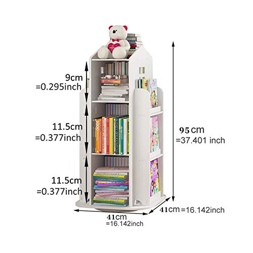 Gwxjz Cd Dvd Racks 360° Rotating Children's Bookshelf Organiser - Magazine Picture Book Stand, Kepmogoh Simple Floor Bookcase Storage Shelves For Home / Study / Dorm Room ( Color : White ) #TOP6