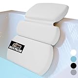 GORILLA GRIP Bath Pillow for Tub, Improved Suction Cups, Luxury Bathtub Pillows, Headrest for Neck and Back Support, Relaxing Home Spa, Hot Tubs and Bathroom Essentials, Gifts for Women, 3 Panel White