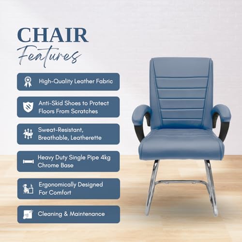 Image of activa Executive Office Visitor Chair | Ergonomic Relax Chair for Study, Home, Reception| Comfortable Cushioned Seat Back, Double Pipe Frame with Arm Rest Guest Seating (1, Grey, Regal)