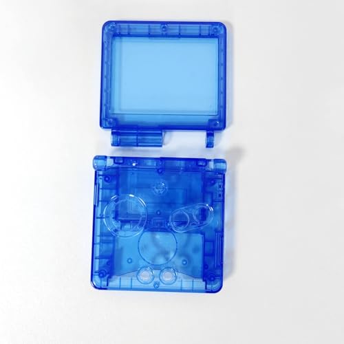 Image of Hzxkqmil Replacement Full Shell Case Kit for Gameboy Advance SP Console | Custom Transparent Housing DIY Clear Cover with Buttons Screws Repair Parts + Screwdrivers Tools for GBA SP (Clear Blue)