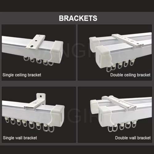 Image of Jangirh Jambo Silent Curtain Channel Size 6 Feet for Windows /Door /Office Wall Fit, Complete Set with Runners, Hooks, End Caps, Wall Brackets, Screws & Wall Plugs, White inch (6 FEET)