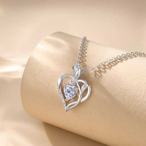 1.2CT Rose Heart Moissanite Necklace for Women Jewelry D Color VVS1 S925 18K White Gold For Wife Girlfriend Mom Daughter for Wedding Anniversary Birthday Christmas Conveys I Love You Message4