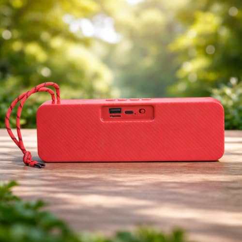 Image of JHN Power Sound 10W Portable Bluetooth Speaker with FM Radio, Heavy Bass Wireless Speaker, Type-C Fast Charging, USB & TF Card Support, 6 Hours Playtime, Portable Bluetooth Speakers (Red)