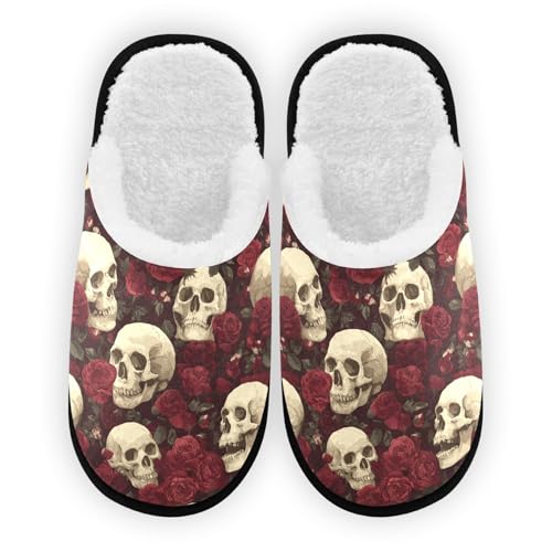 Spiders Retro Red Rose Slippers For Women Men Soft Memory Foam Non-Slip Halloween Winter Indoor House Shoes Travel Slipper