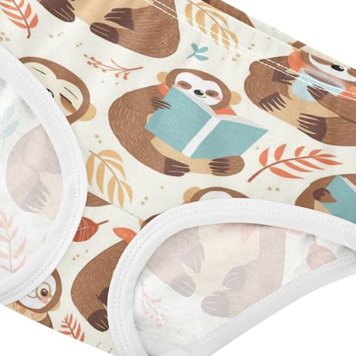 Wusikd Cartoon Sloth Girls' Underwear Cotton Coffee Girls Briefs Soft Toddler Underwear 2T4