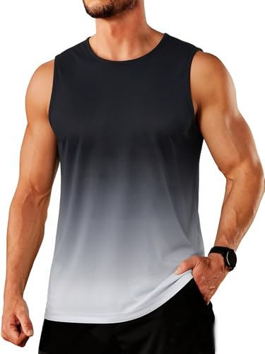 PINSPARK Camiseta de tirantes para hombre, sin mangas, camiseta de entrenamiento, verano, exterior, camiseta funcional, Negro , S