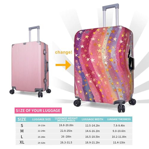 Rainbow Wave Stars Luggage Cover Washable Suitcase Cover Anti-Scratch Luggage Protector Covers Elastic Suitcase Identify S fits 18-21 Inch Luggage2