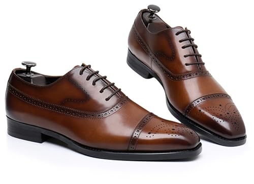 Mens Oxfords Dress Formal Shoes Genunie Leather Semi-Brogues Oxford Fashion Modern Business Casual Derby Prom Wedding Suit Shoes Tuxedo Shoes for Men3