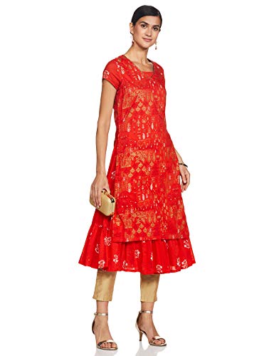Image of BIBA Womens Round Neck Printed Kurta
