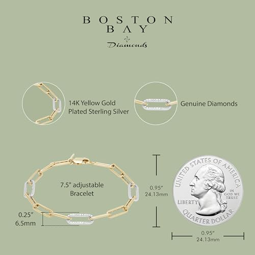 Boston Bay Diamonds 1/10cttw Diamond Adjustable Chain Link Necklace or Bracelet crafted in 14K Yellow Gold Plated Sterling Silver3