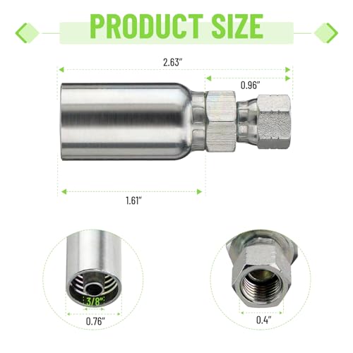 Image of 12 Pack Hydraulic Hose End Fittings: 3 /8 inch I.D. Hose x 1 /4 inch JIC 37 Female Swivel Crimp Fittings With Protection Cover