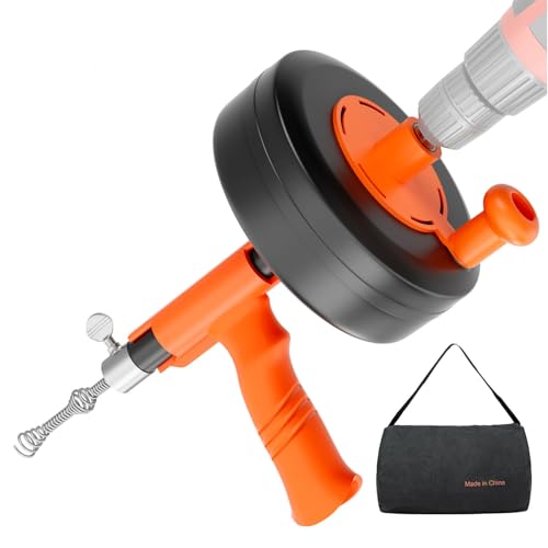 Spirale per la pulizia dei tubi Sonda Sturatubi, 7,6 m con attacco per trapano, spirale lunga flessibile