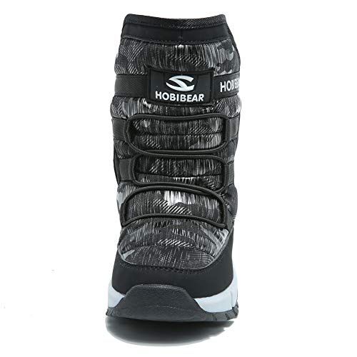Boys Snow Boots Outdoor Waterproof Winter Kids Shoes Big Kid 4.5, Black - Thumbnail 3