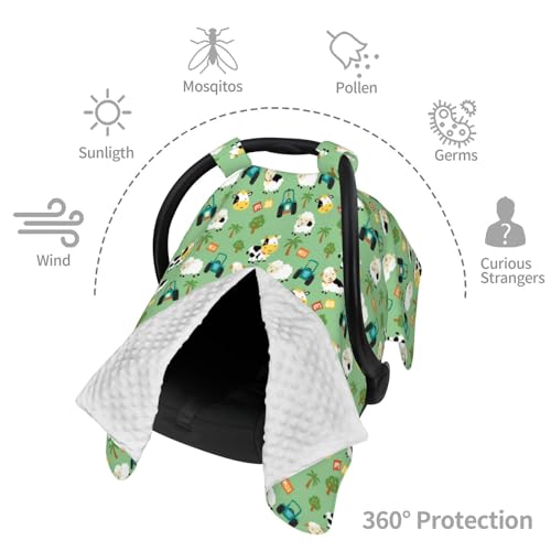 Image of Funny Cow in Farm Yard Baby Car Seat Canopy Nursing Cover for Newborn Car Seat Breastfeeding Covers Blanket Newborn Shower Gift