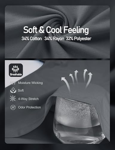 Cotrasen Men's T-Shirts Short Sleeve Crew Neck Cotton Pocket Tee Shirts UPF 50+ Casual Drop Shoulder Loose Fit Tshirts4