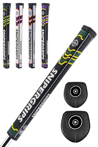 パター グリップ ゴルフグリップ スナイパー 太い グリップの面を感じやすく真っすぐ打てる (1.2, ブラック×グリーン)