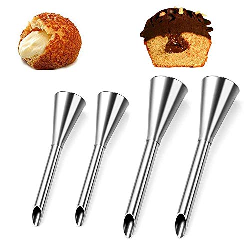 Cream Icing Piping Nozzle Tip Stainless Steel Nozzle Cream Puff Decor Small Pastry Icing Piping Tool Baking Sugar Craft Decorating Squeeze Flower Mouth Tools, 4pcs