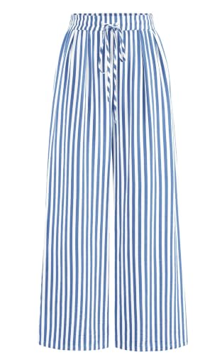 Image of PRETTYGARDEN Womens Pants Elastic Waist Floral Lightweight Palazzo Pants for Women Casual Lounge Wide Leg Pants Woman