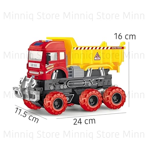 Image of Dumper 6x6 Truck with Lights and Sounds Friction Powered Trailer Model Diecast Truck Toys Best Birthday Gift for Kids (Dumper 6x6 Truck)