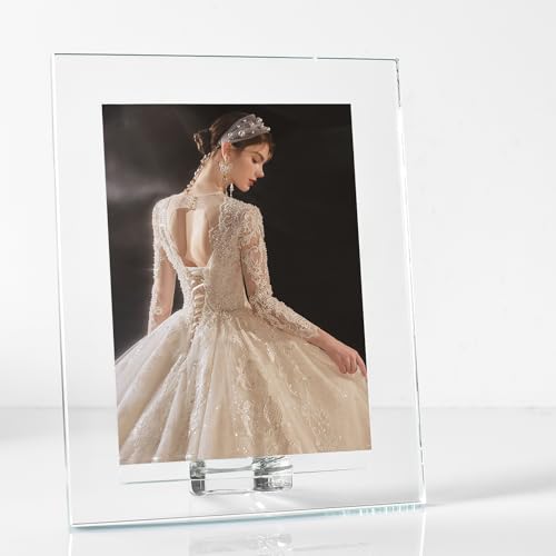 Marvala Picture Frame 5x7 Inch, Clear Crystal Standing Photo Display