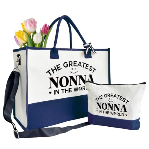 The Greatest Nonna Bag Gifts, Canvas Tote Bag for Grandma, Grandma Gifts, Cosmetic Bag, Makeup bag, Travel Bag Gifts for Nonna, Canvas Tote Bag With Zipper, Mothers Day Christmas Gifts A50