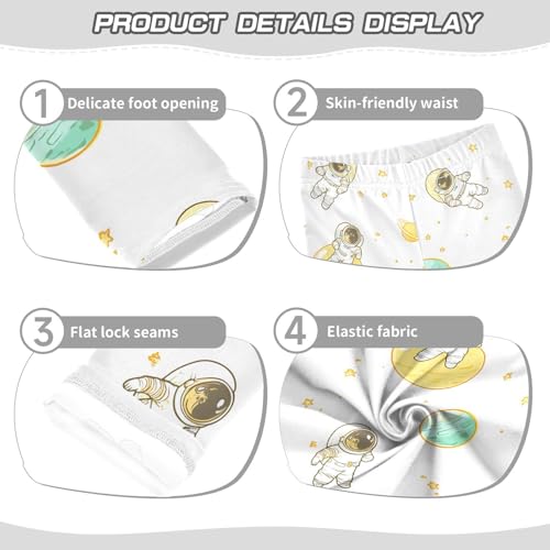 Cartoon Astronaut Planet Stars Girls Leggings Soft Stretch Workout Yoga Dance Pants for Kids Casual Tights3