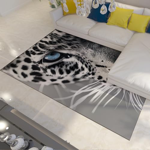 Tapis visage léopard moderne 140x200cm finition douce
