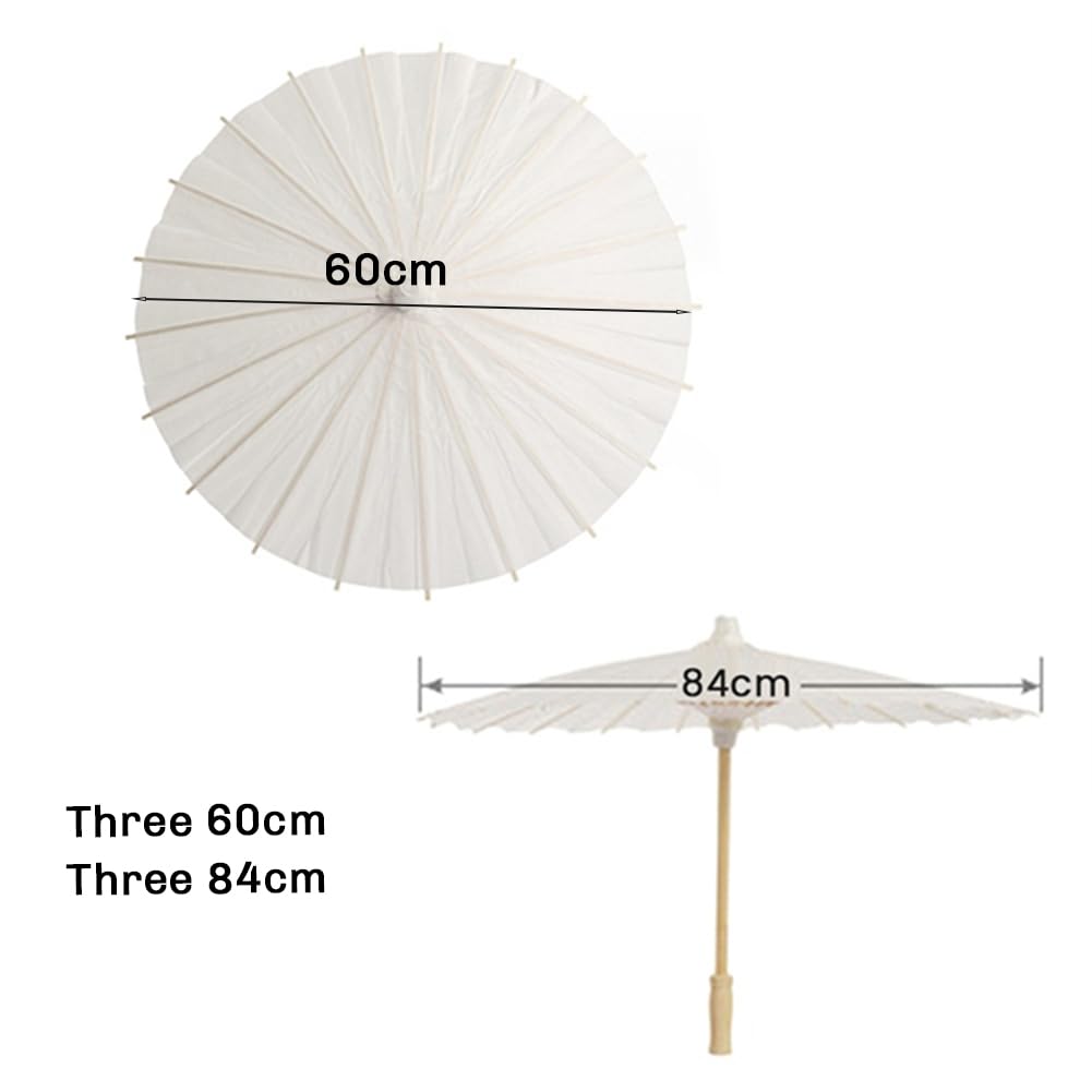 6 Stück Papier-Sonnenschirme, Hochzeitsschirme, Geschenk, Bambus-Schirme für Brautparty-Mittelstücke, Foto-Requisiten, 84 cm, 60 cm