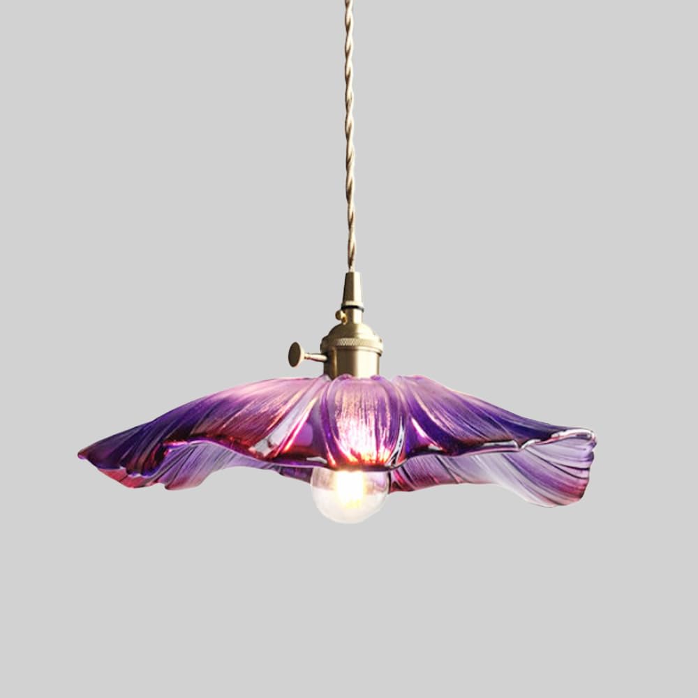 Jadssox Glass Pendant Light Nordic Hanging Light for Dining Room, Adjustable Height Hanging Lamp, Flower Glass Shade Pendant Lighting Kitchen Island Light Fixture