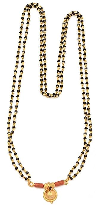 gold Copper Mangalsutra with chain 30" length and one gram vati tanmaniya for Women-image-33