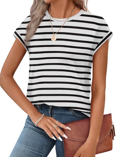 Image of Alaroo Womens Summer Tops Short Sleeve Shirts Crew Neck Cute Trendy Tunic Blouses (S-3XL)