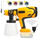 Fence Paint Sprayer for Dewalt 18V 20V Battery, Cordless HVLP Spray Gun with 4 Nozzles & 1000ml Tank for Home Interior and Exterior Cabinets House Fence Ceiling sheds (Battery Not Included)