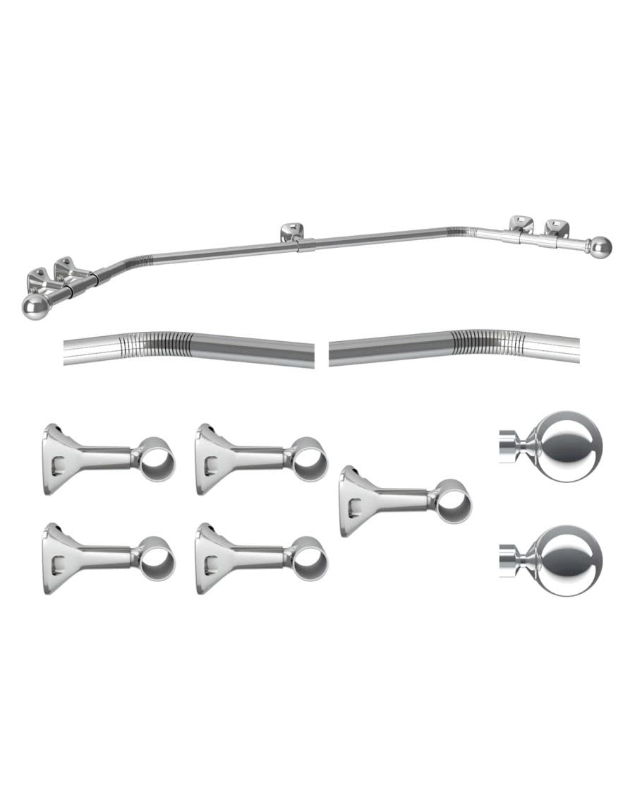 Trade Pole Eyelet Bay Pole, curtain pole, 450cm 3 sided Bay Widow, 28mm, Eyelet curtains, Ball Finials, Chrome
