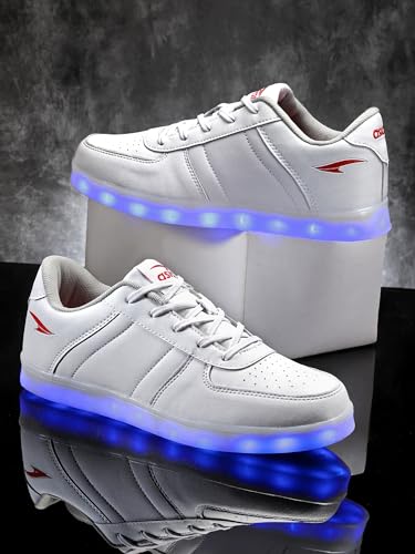Image of ASIAN Men's Led Light High Glowing Dancing Multicolour Changing White Casual Sneaker Shoes with USB Cable Charging Shoes for Men's & Boy's Disco
