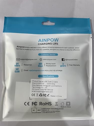 AINPOW Cavo USB Type-C 2 Metri 2Pezzi, in Nylon