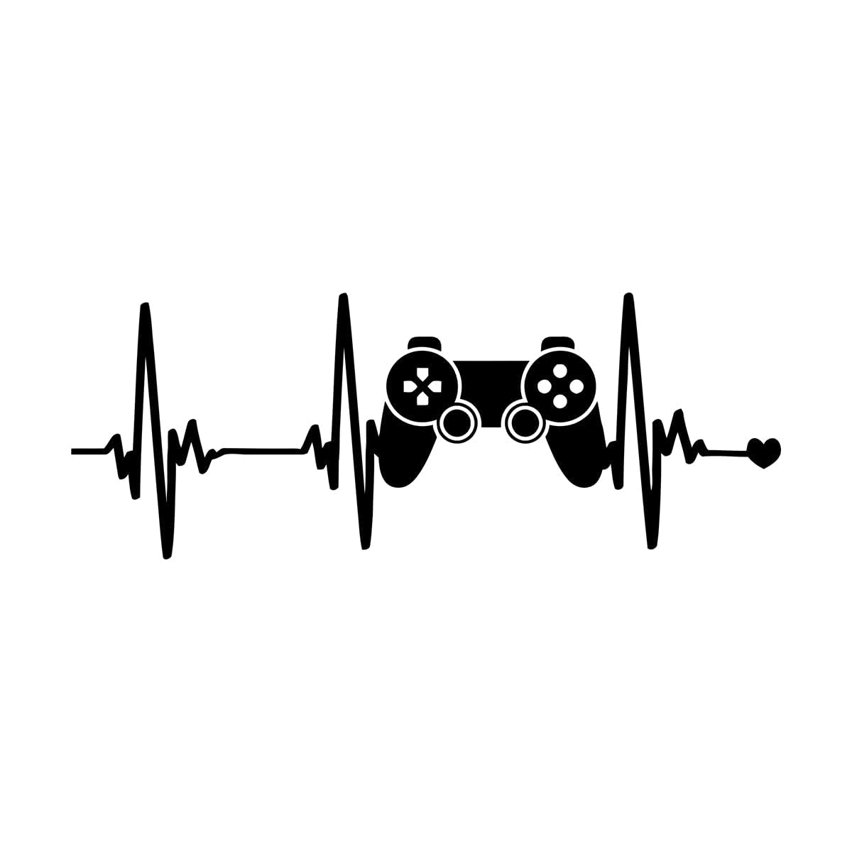 Geek Gamer Heartbeat Wall Decal Controller Video Game Wall Sticker Gaming Gift Room Decoration Idea Stickers Vinyl Decals Large - 44x114cm