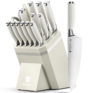 BRODARK-Kitchen-Knife-Set-with-Block-and-Sharpener--15-Piece-Ultra-Sharp-White-Knife-Set-Full-Tang-Stainless-Steel-Knife-Block-Set-with-Ergonomic-Handle--Christmas-Gift-Roman-Series BRODARK Kitchen Knife Set with Block and Sharpener – 15-Piece Ultra Sharp White Knife Set Full Tang Stainless Steel Knife Block Set with Ergonomic Handle – Christmas Gift, Roman Series