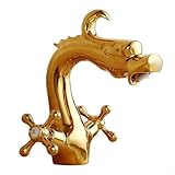 Sandyseptember Grifo de cobre amarillo del cuarto de baño del ahorro del...