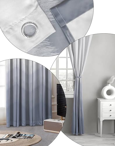 Image of Kivo Digital Print 85% Blackout Curtains for Door /Window, Thermal Insulated, Tie Back, Wider Width 50 in, Eyelet Curtains for Living Room /Bedroom (Sky Blue 7 ft Set of 1)