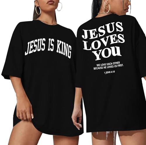 Christian Shirt Women Oversized Jesus Tshirt Jesus Love You Shirts Jesus Faith Tops Bible Verse Inspirational Tee