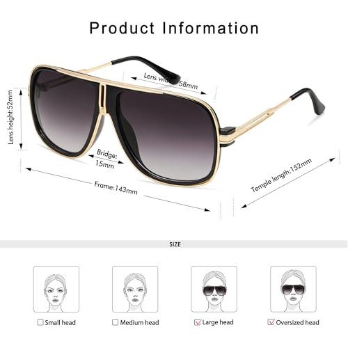 Retro Aviator Sunglasses for Women Men Oversized 70s 90s Square Womens Mens Sunnies AP3683