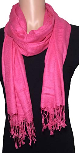 100% Natural Pure Silk Scarf, Solid Color Plain Scarves Soft Winter, Pink Rose2
