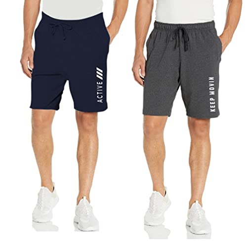 Image of KART BLACK Plus Size Men's Shorts with Pocket|Casual Knit Shorts|Printed Shorts|Over Sized Shorts|(S,M,L,XL,XXL,3XL,4XL,5XL) Combo Pack of 2