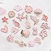 WOCRAFT 40pcs 20 pairs Assorted Enamel Bracelet Charms for Jewelry Making DIY Necklace Bracelet Earrings Keychain Crafting Charms Kit Crafts (Pink-SN991)
