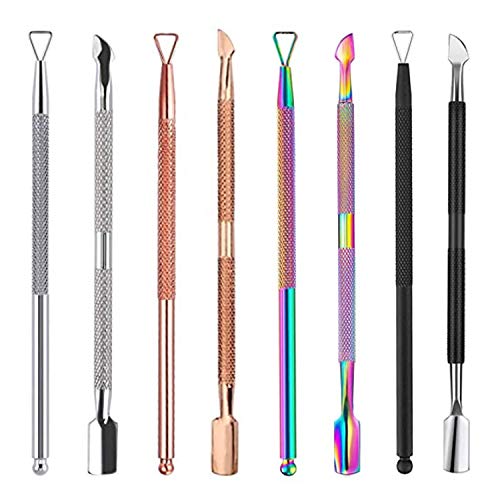MEMORE 8 PCS Cuticle Pusher and Cutter Set Nail Pusher Peeler Scraper Stainless Steel Cuticle Remover Nail Polish Remover Manicure Tool Set for Fingernails and Toenails