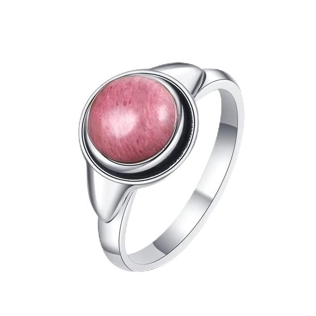 XJruixi Rétro Romantique Naturel Rhodochrosite 925 Bagues en Argent Sterling pour Femmes Haute Qualité Pierre De Mariage Cadeaux d'anniversaire Fine Jewelry