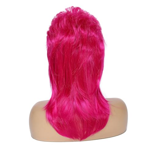 Image of Adequate 80s Mullet Wig for Women Fluffy and Layered Hairpiece for Perfect for Costume Parties and Cosplay (Hot Pink)
