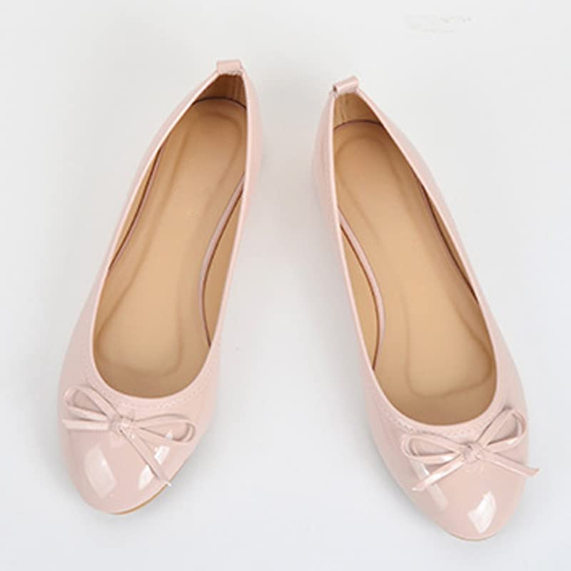 HuangTaiJi Qing Women's Round Toe Bowtie Flat Shoes Cute PU Leather Soft Walking Driving Slip on Shoes2